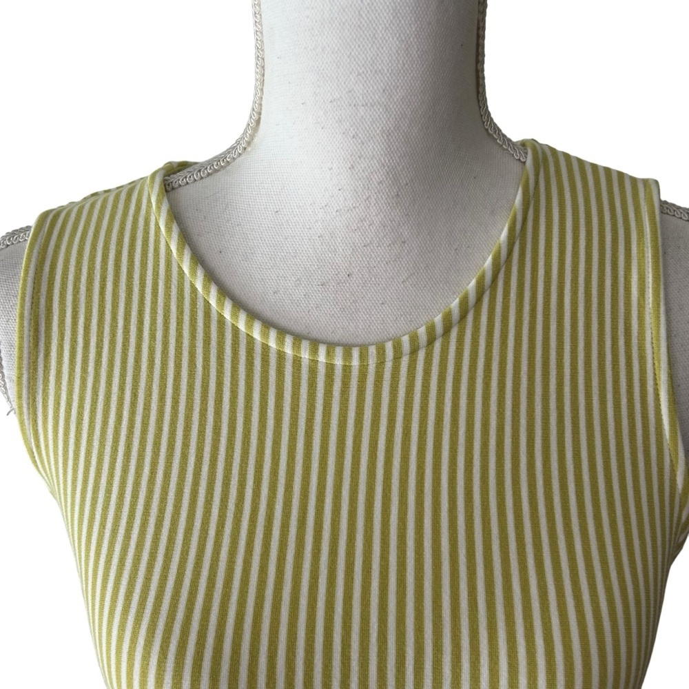 Ann Taylor Sleeveless Peplum Jersey Knit Top Women’s SZ Small Green White Stripe - Picture 2 of 7